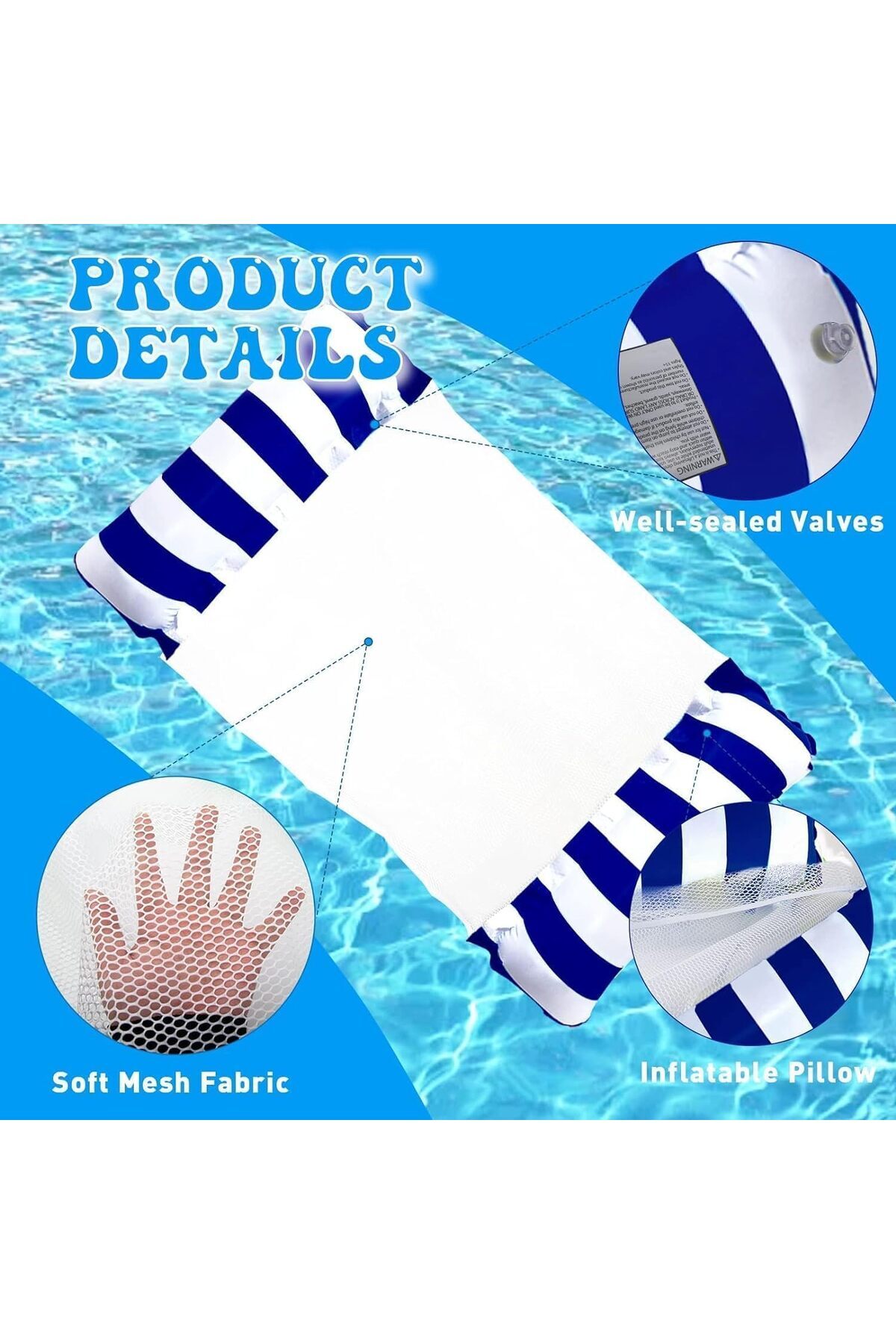 erorex-Inflatable Pool Float 1 Pack Meegoo Inflatable Water Hammock Adults Portable Water Hammock Bottom 3
