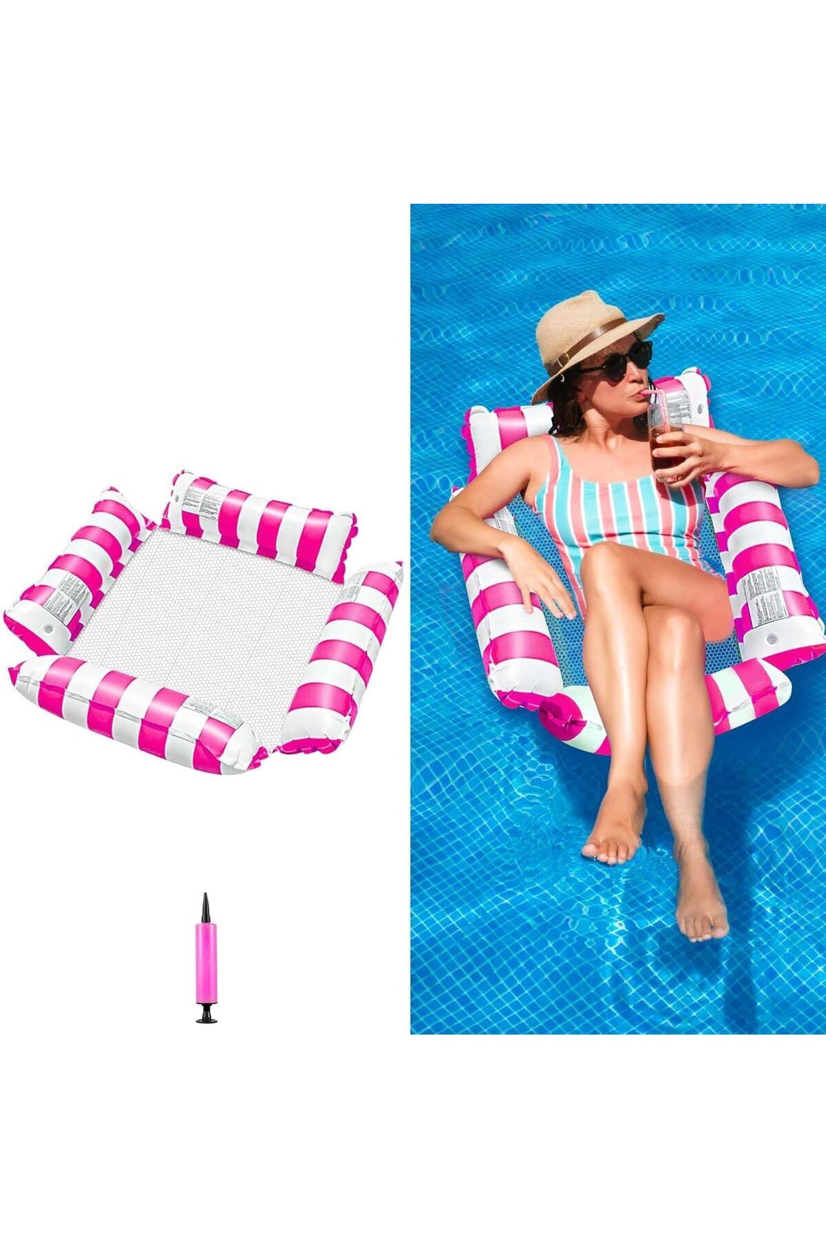 erorex-Inflatable Pool Float Chair Lounge Floating Inflatable Pool Float Hammock Multi Purpose Water 2