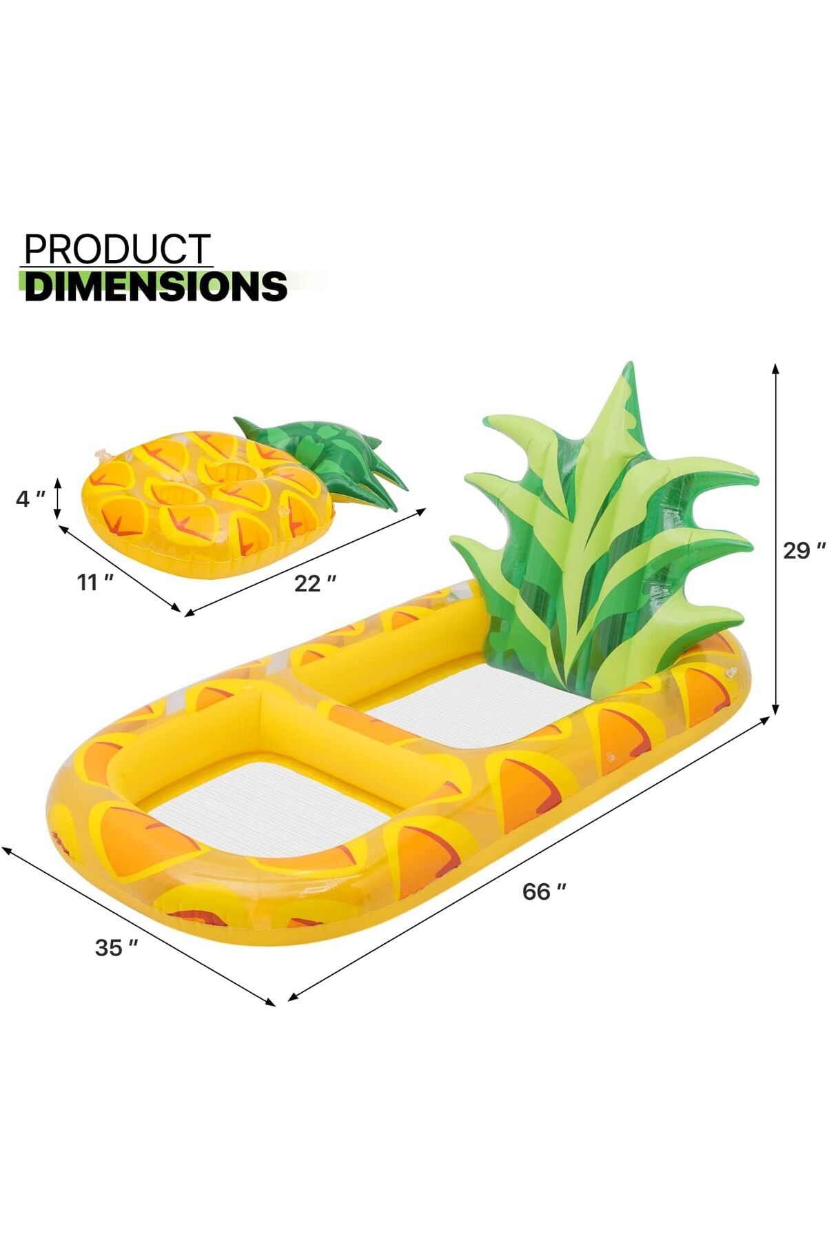 erorex-Inflatable Pool Float Giant Inflatable Pineapple Pool Float Cup Holder Large Water Inflatable Raft 5