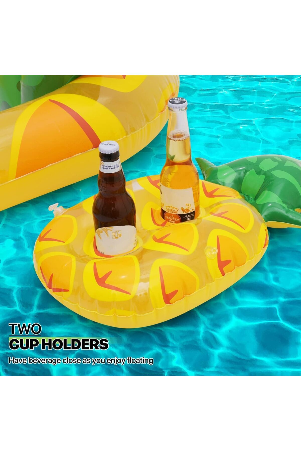erorex-Inflatable Pool Float Giant Inflatable Pineapple Pool Float Cup Holder Large Water Inflatable Raft 4