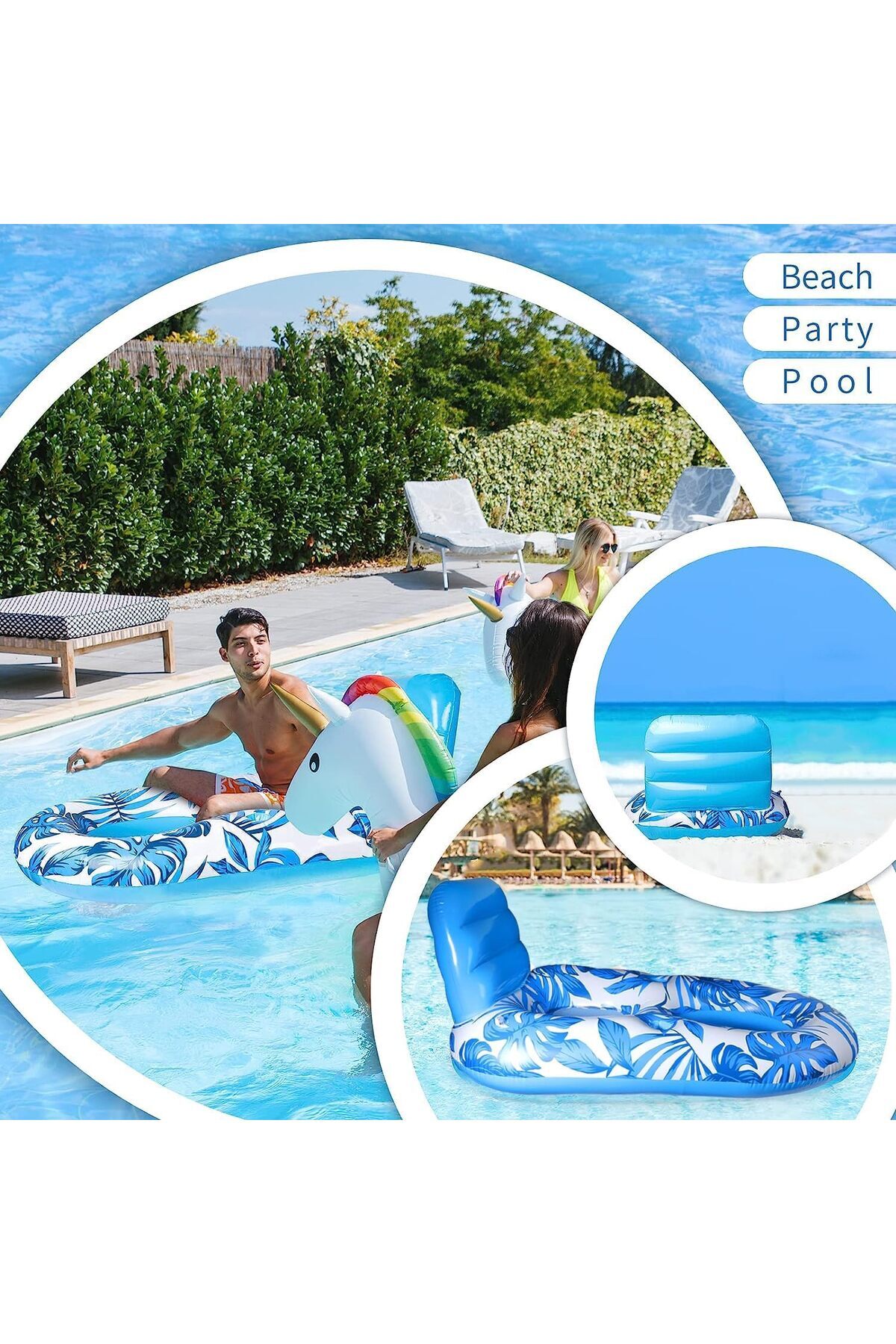 erorex-Inflatable Pool Float Adult Pool Floaties Lounger Floats Rafts Floating Chair Floats Water Floaty 2