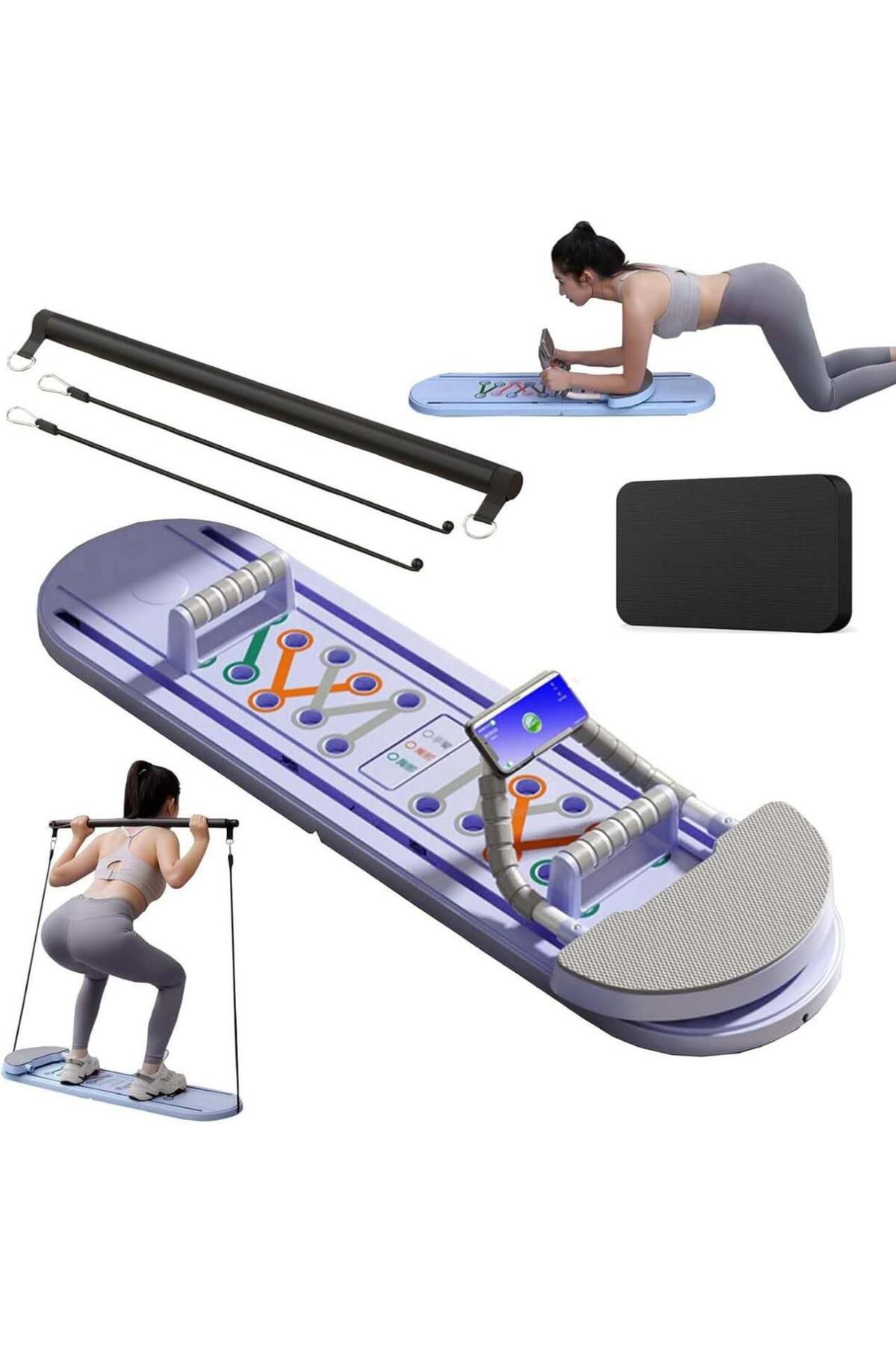 لوح بيلاتيس 5 في 1 لتمارين البطن واللياقة قابل للطي مع عصا بيلاتيس و حبل مقاومة مدرب شخصي AP-01