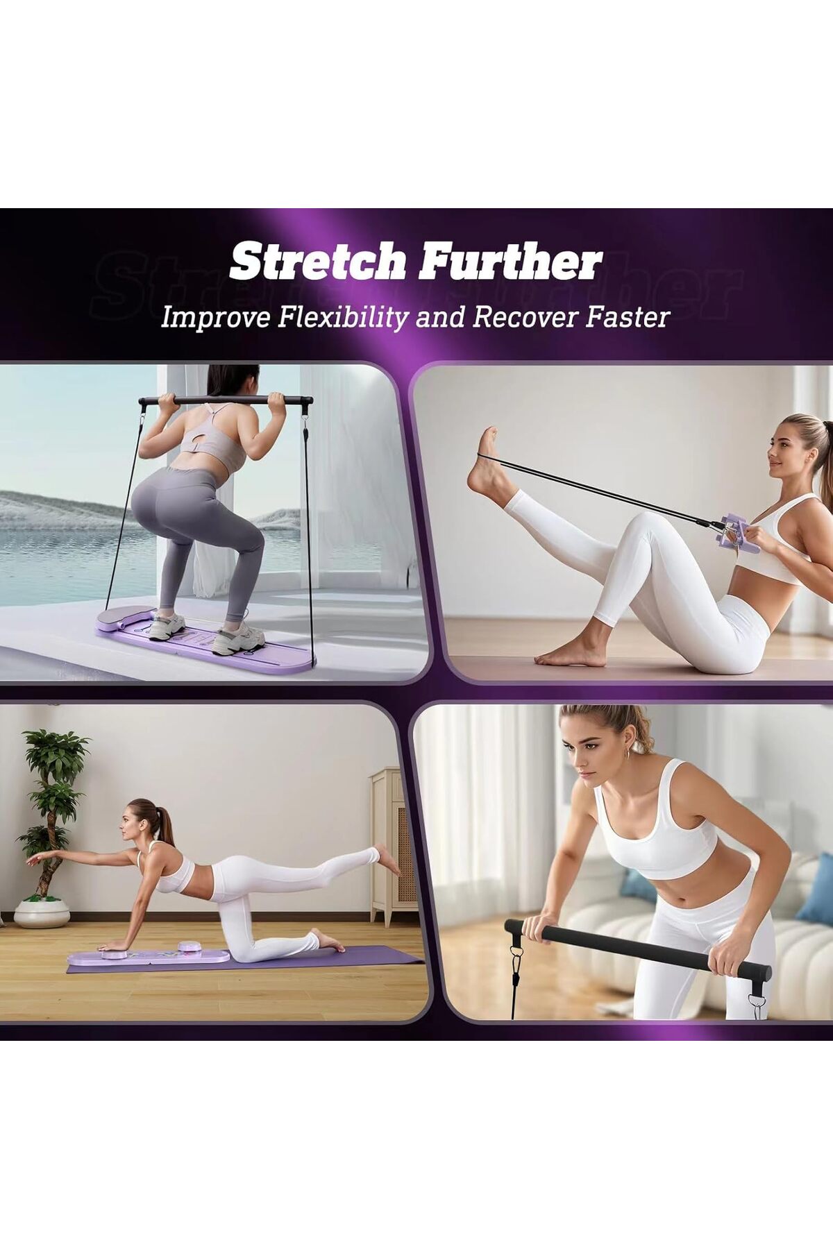 لوح بيلاتيس 5 في 1 لتمارين البطن واللياقة قابل للطي مع عصا بيلاتيس و حبل مقاومة مدرب شخصي AP-01