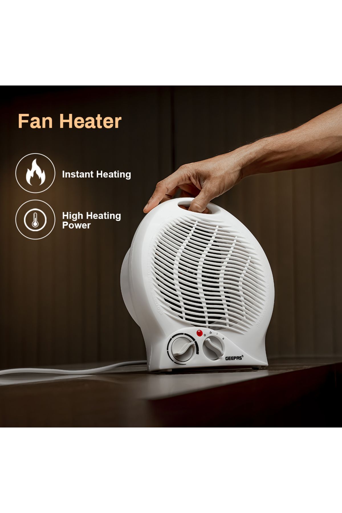 Geepas-Fan Heater- GFH9521| High Performance Fan with 3-Speed Controls and 2 Heating Power 2