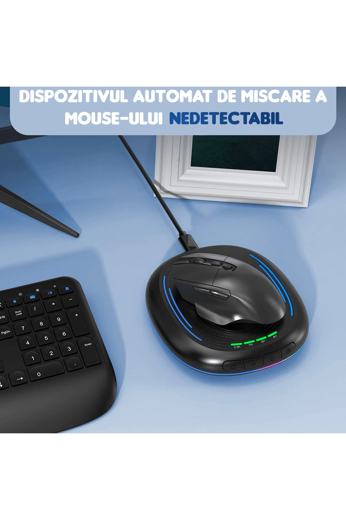 Elindor-Jiggler Mouse Undetectable, Anti Sleep, Windows/macOS Compatible, Timer, Auto Click, Black 2