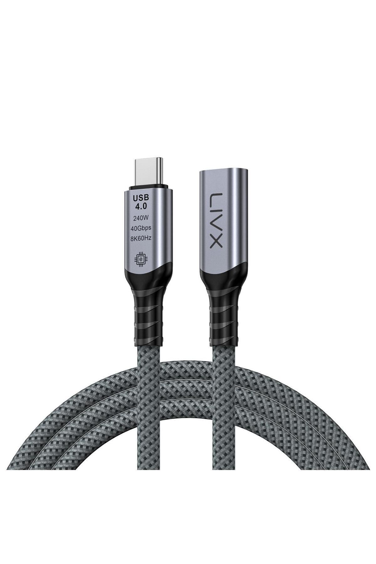 LivX Type C to Type C USB4.0 240W 40Gbps 8k60hZ Uzatma Kablosu 1 Metre LCU