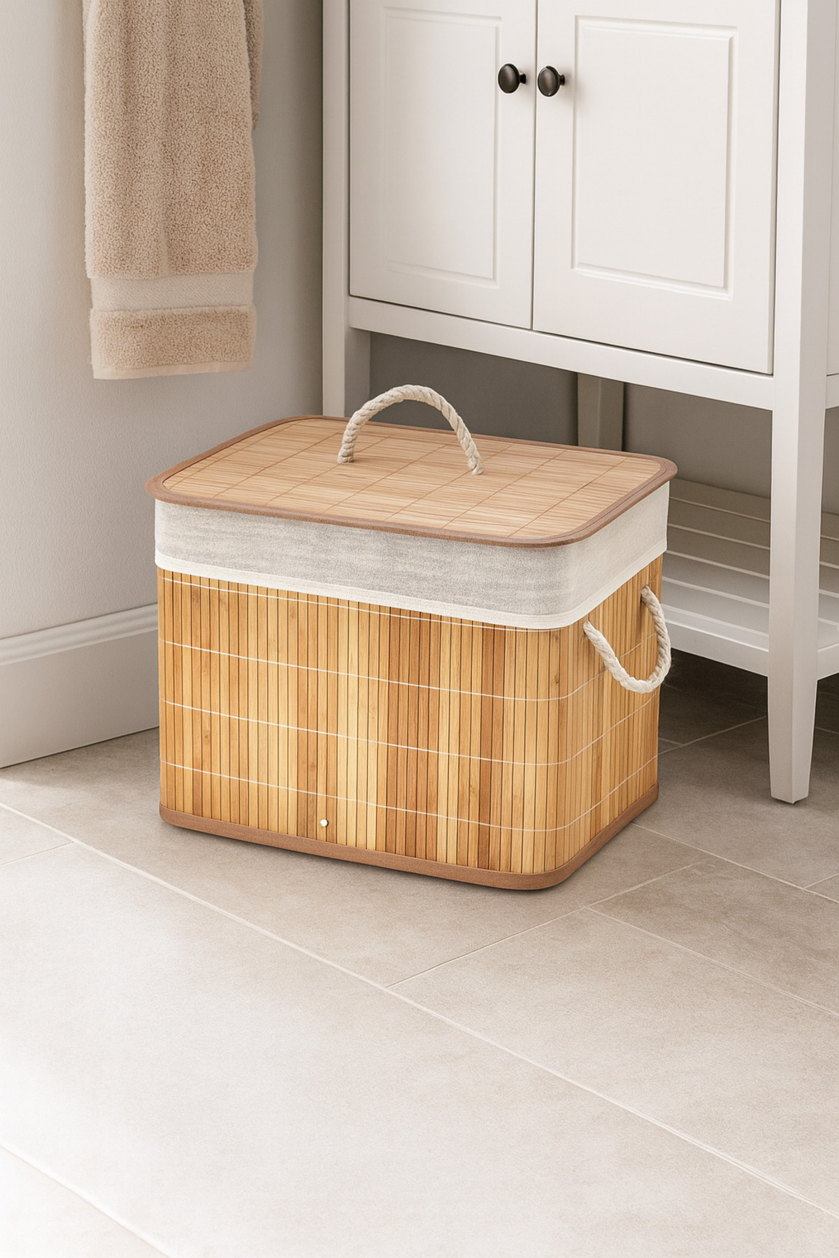 Çavdar Group Bambu Katlanır Mini Çamaşır Sepeti Dikdörtgen Çamaşır Sepeti Bambu Katlanabilir Sepet