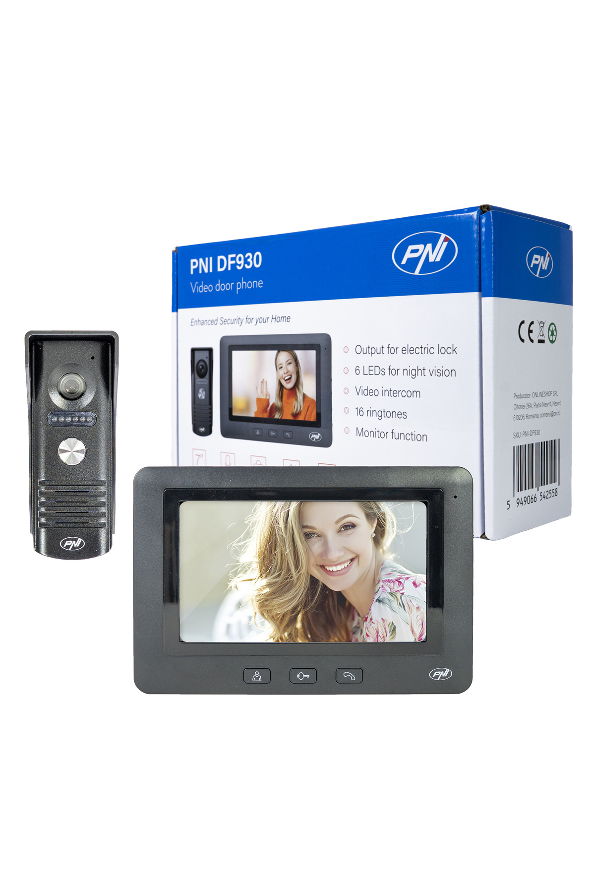PNI-DF930 video intercom with 1 monitor, 7 inch LCD screen 1