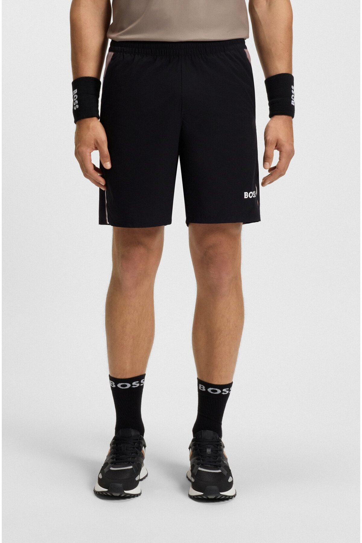 باس شلوارک مردانه مشکی طرح‌دار، پارچه کشی، سایز معمولی، سریع خشک‌شونده، 50541370-001