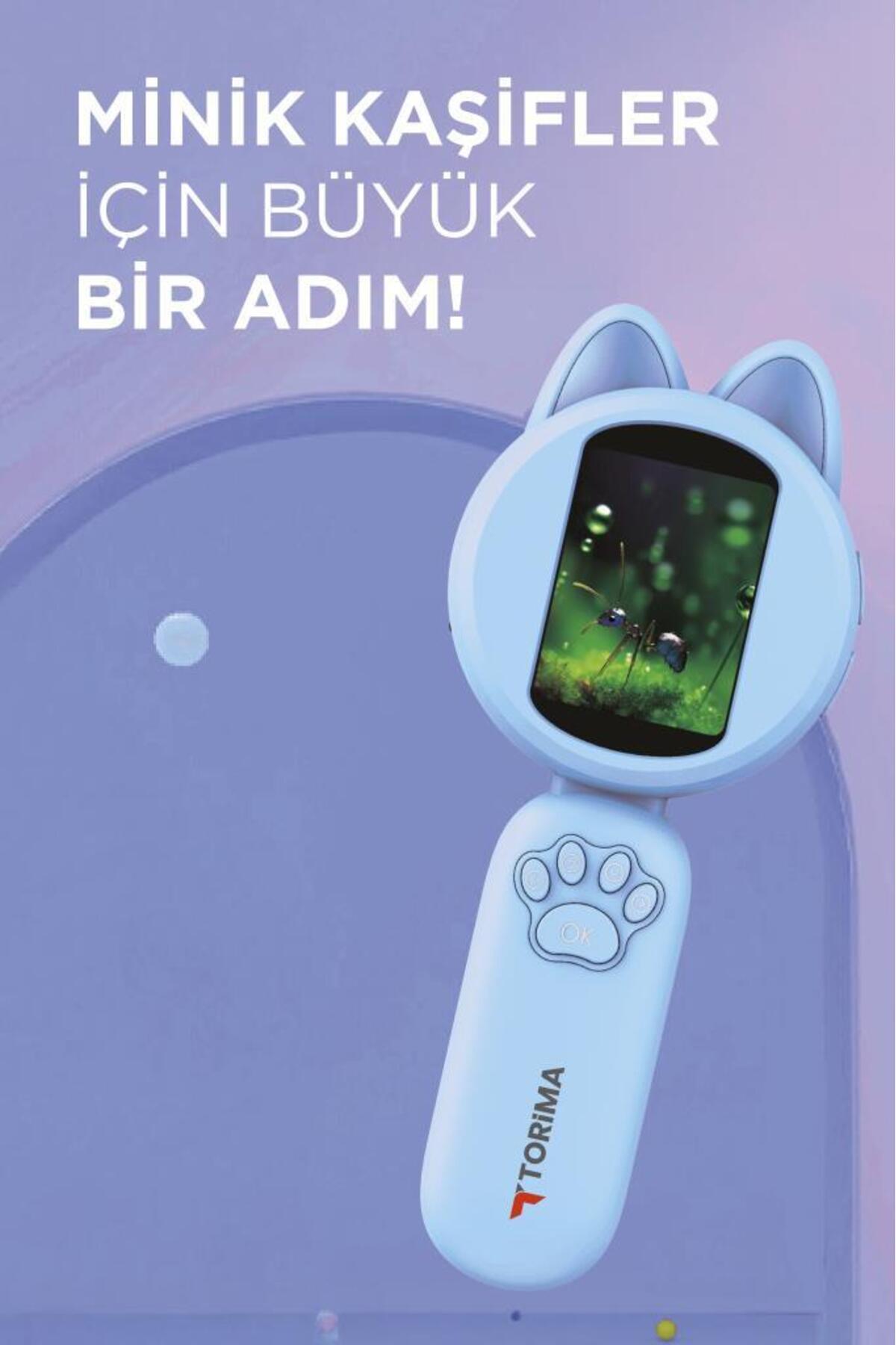 Torima Mini Dijital Mikroskop Led Işıklı HD IPS Ekranlı Eğitici Oyuncak TSM02 Mavi fotoğrafı 2 (önizleme)