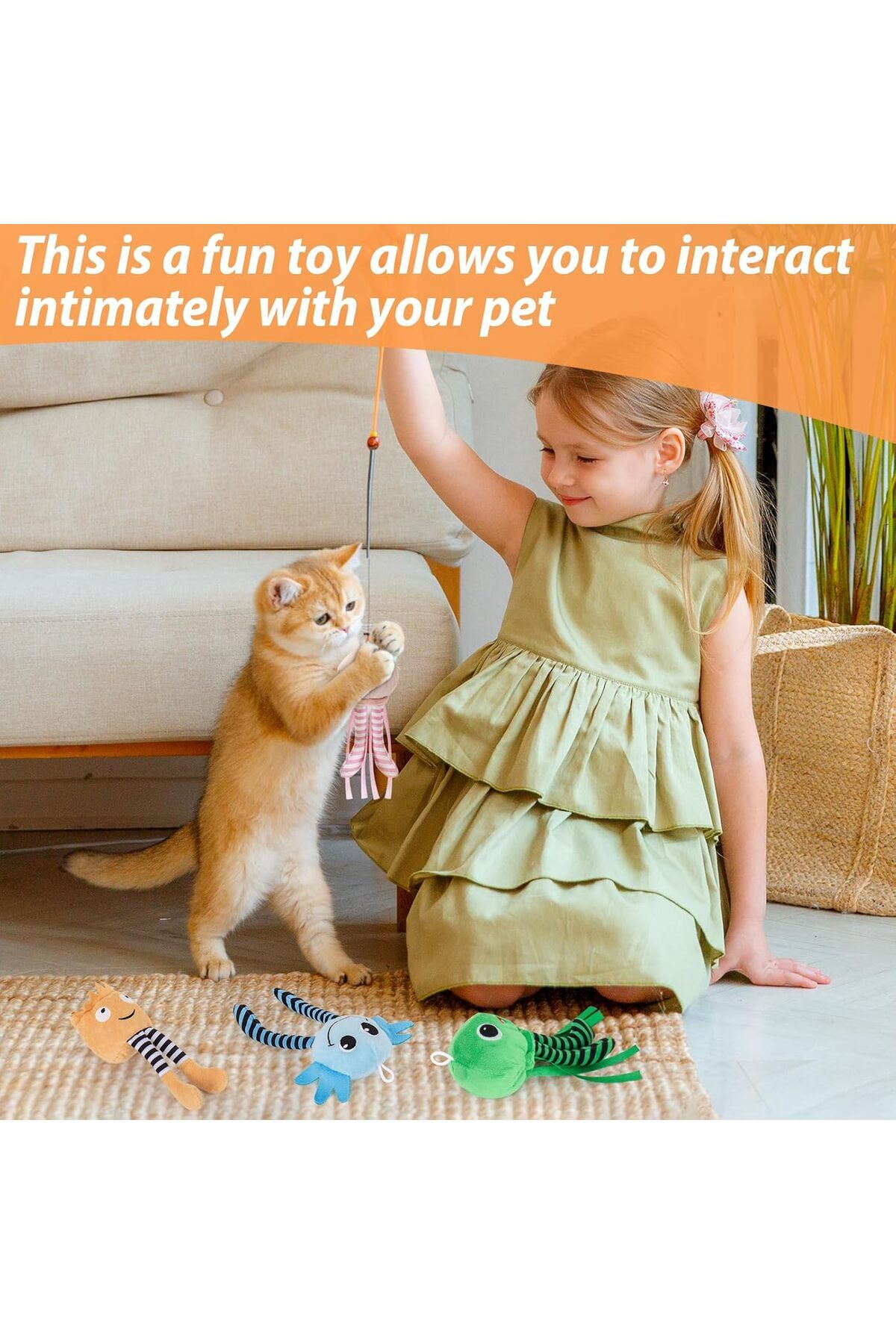 Saharaz-Plush Catnip Toys Indoor Sounding Interactive Squeaky Cat Toys Cats Chew for Cleaning Teeth(4PC) 5