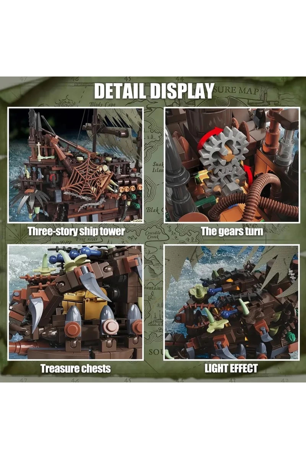 مجموعه بلوک‌های ساختمانی کشتی دزدان دریایی، ۲۱۵۹ قطعه، مدل مینیاتوری کلاسیک، هدیه عالی برای بزرگسالان