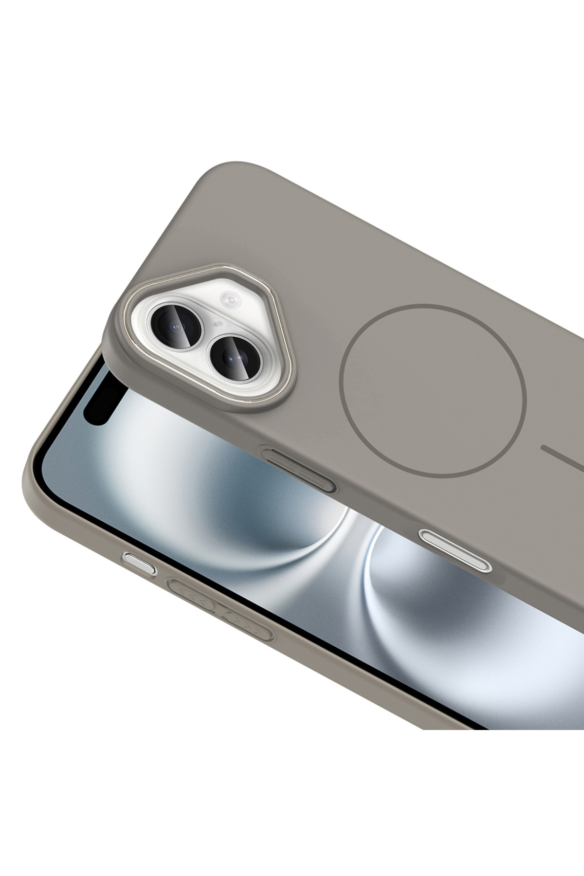 MRCİLETİSİM-iPhone 16 Case with Magsafe Feature, Hard Smooth Touch Gray Cover Ruby 3