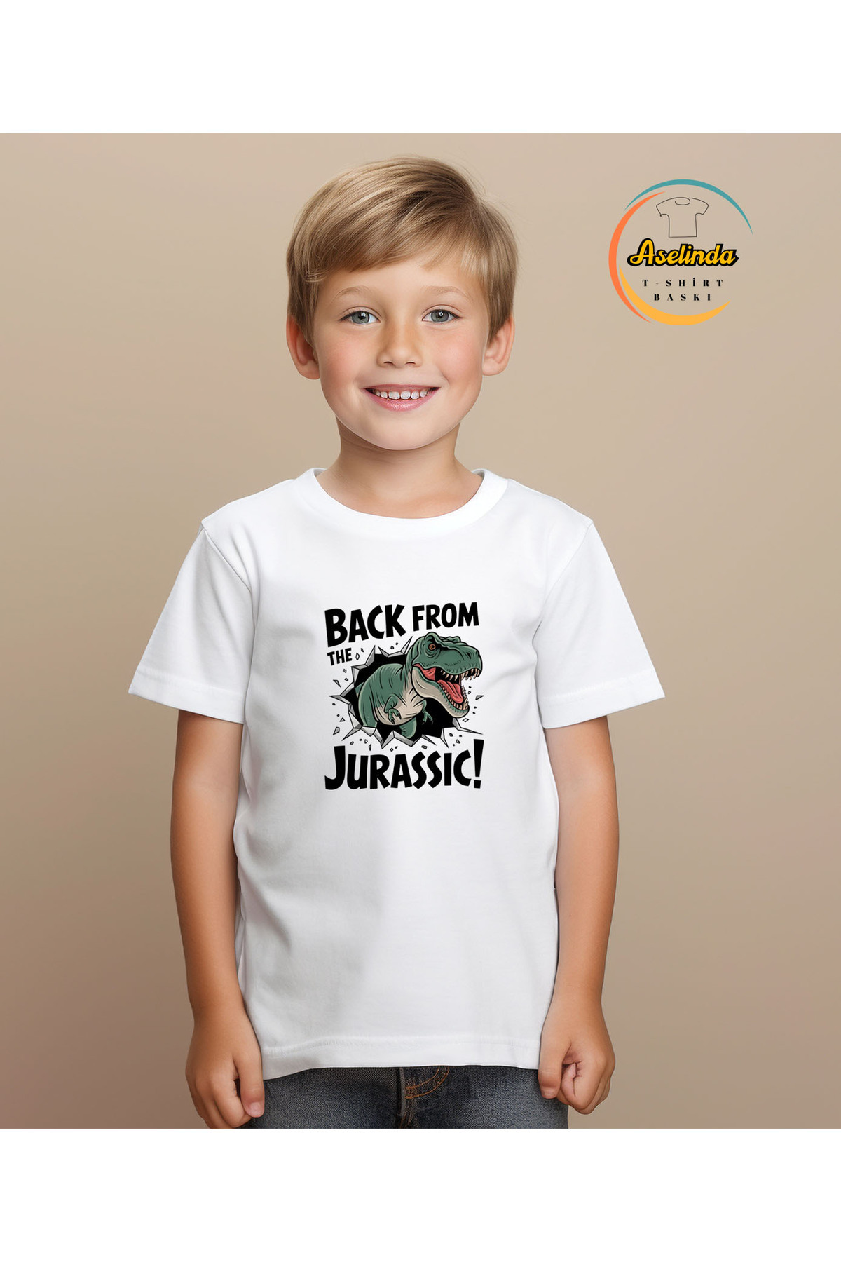 ASELİNDA-Dinosaur Printed Father-Son Matching T-Shirt (Add 2 Items to Make a Matching Set) 2