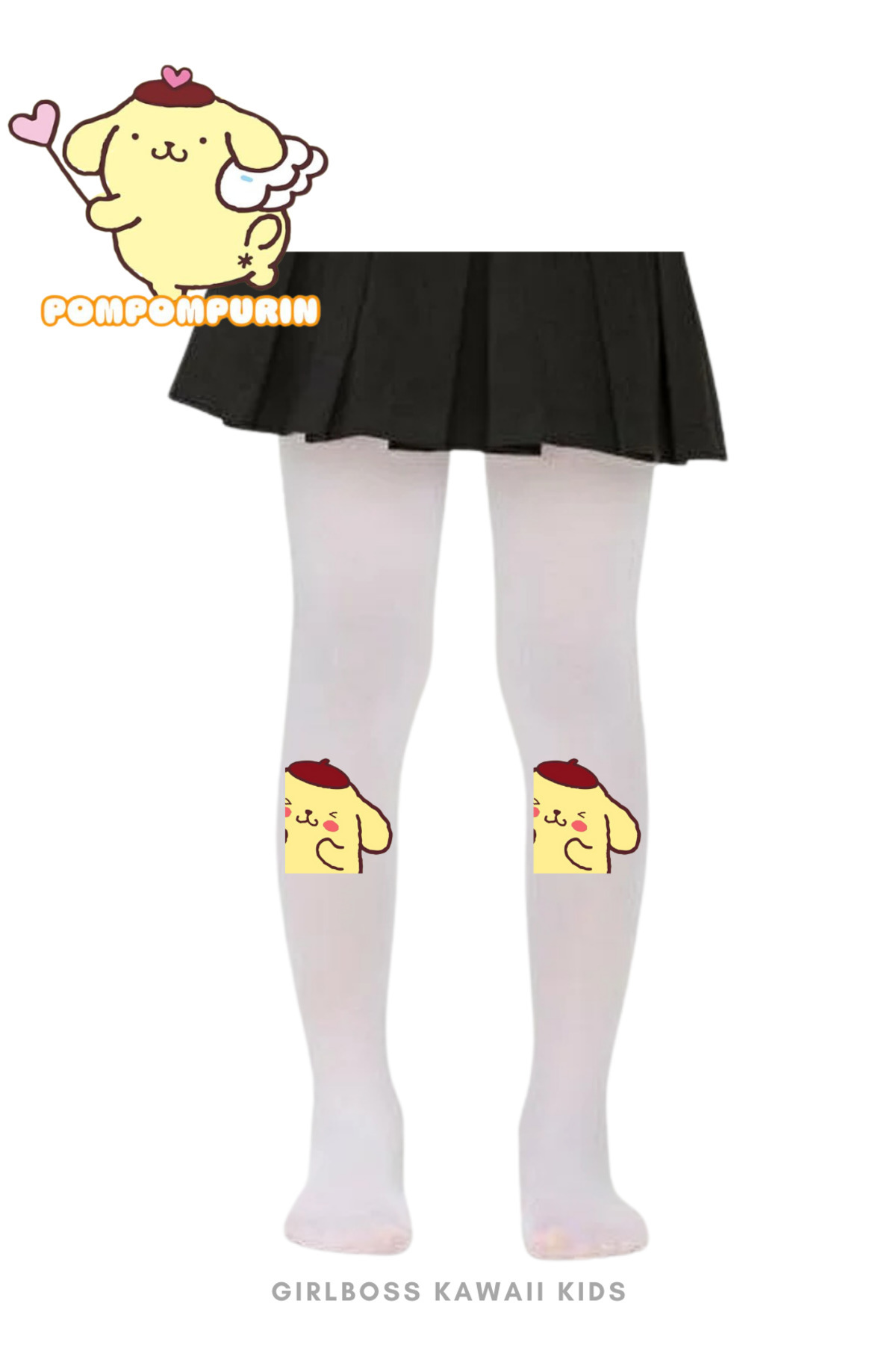 Girlboss Kawaii-Pompompurin matte opaque tights, 5 color options, random pattern. 2