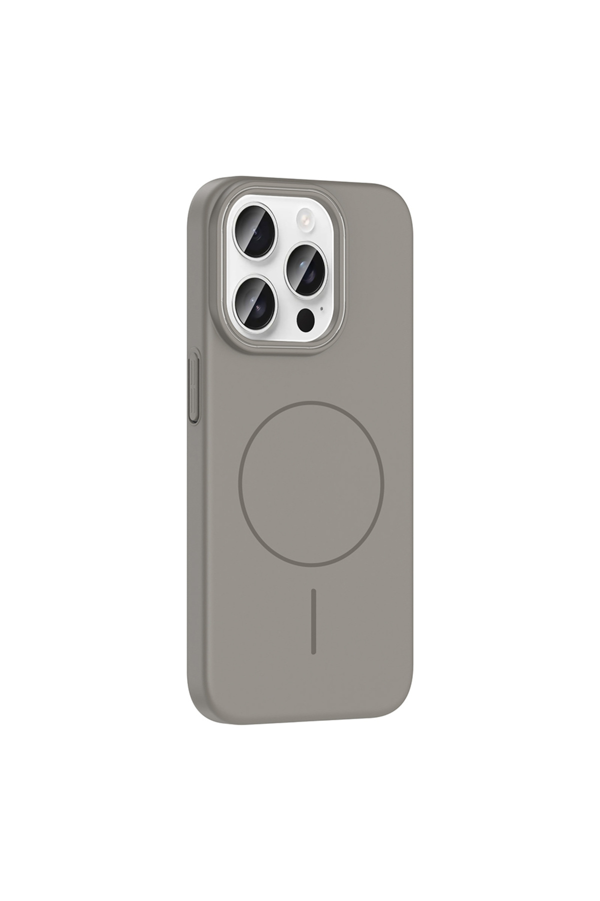 MRCİLETİSİM-iPhone 15 Pro Max Case with Magsafe Feature, Hard Smooth Feel, Gray Cover Ruby 2
