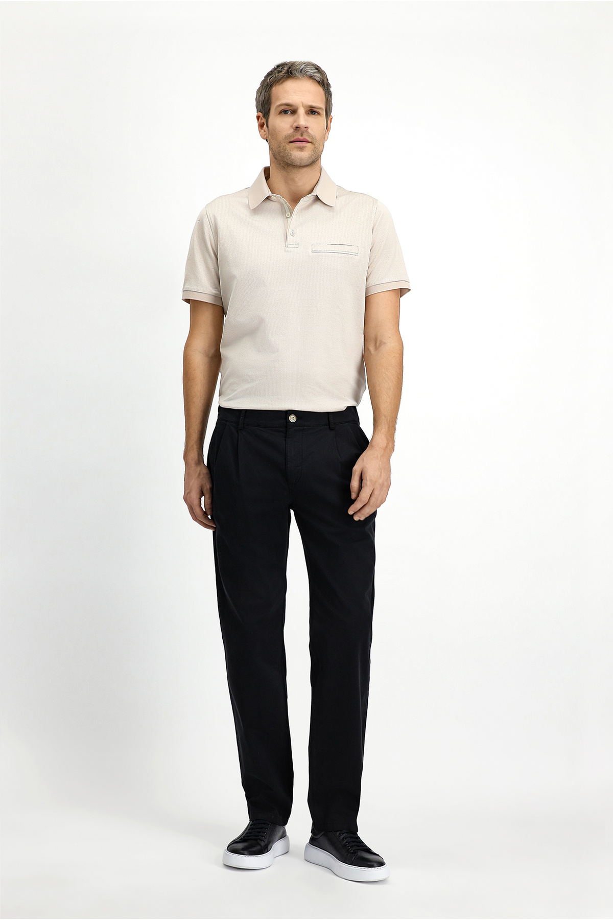 Kiğılı-Regular Fit Lycra Elastic Waist Drawstring Pleated Trousers 1