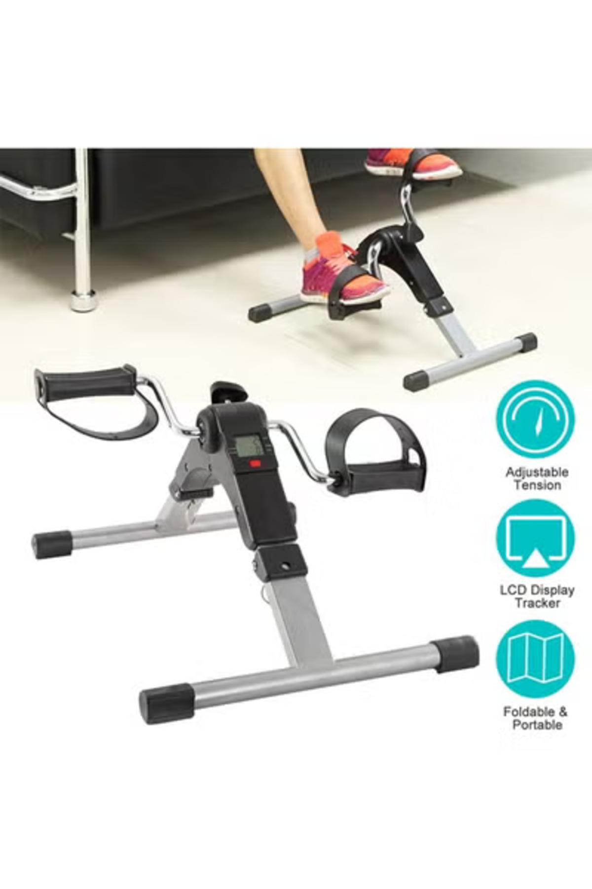 Taimi-Folding Mini LCD Exercise Bike Portable Arm Leg Resistance Cycle Pedal Exerciser 1