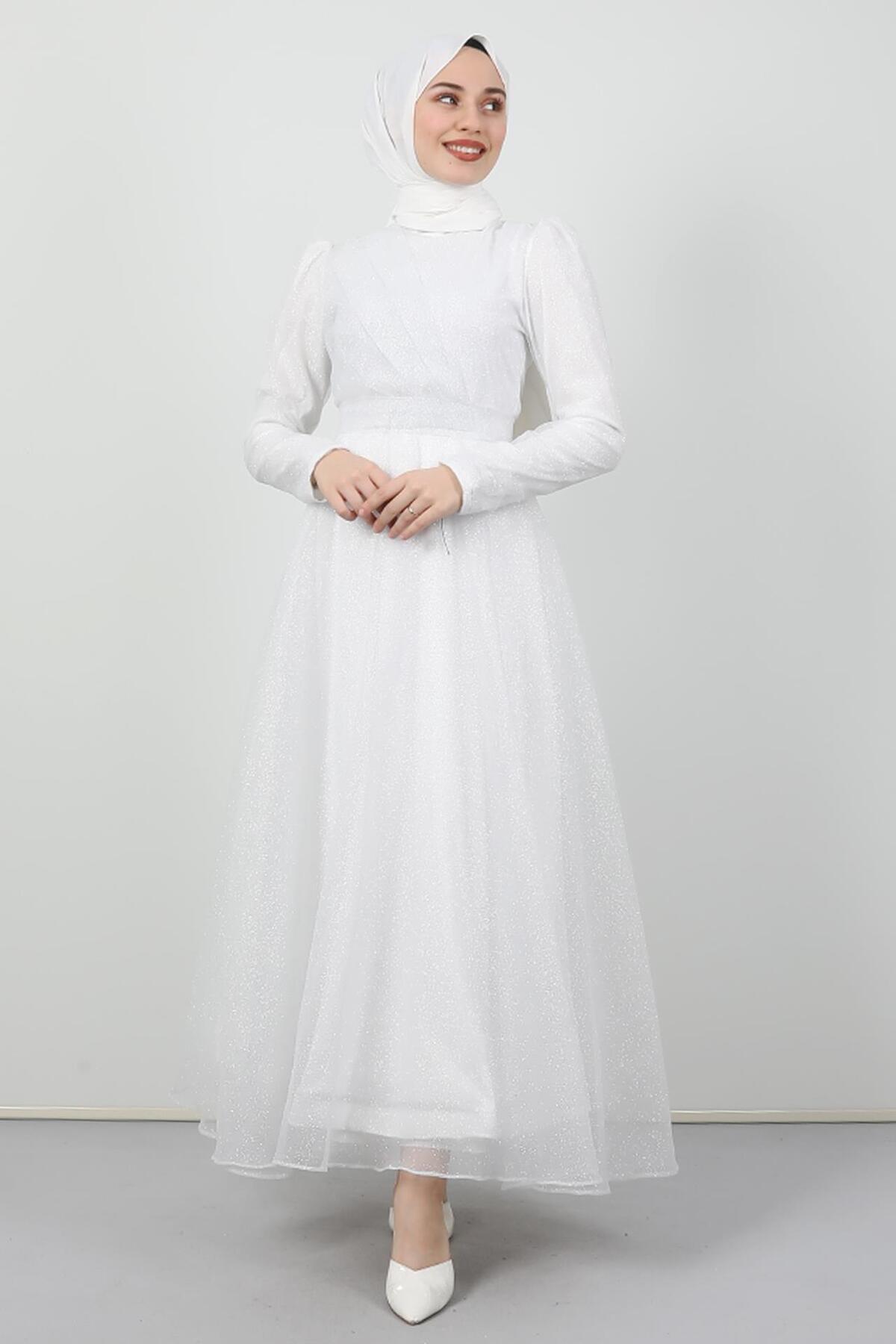 Alara Modest Evening Dress - White
