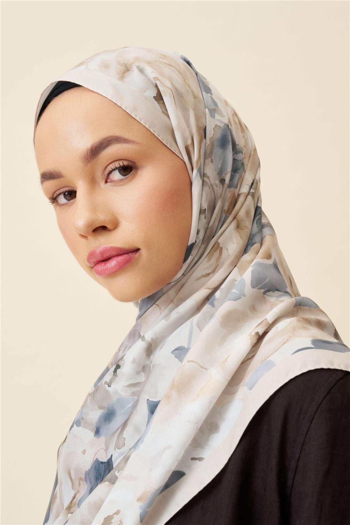 İpekhan-Fine Cotton Viscose Soft Shawl with Large Flower Pattern, Light and Stylish Shawl 1