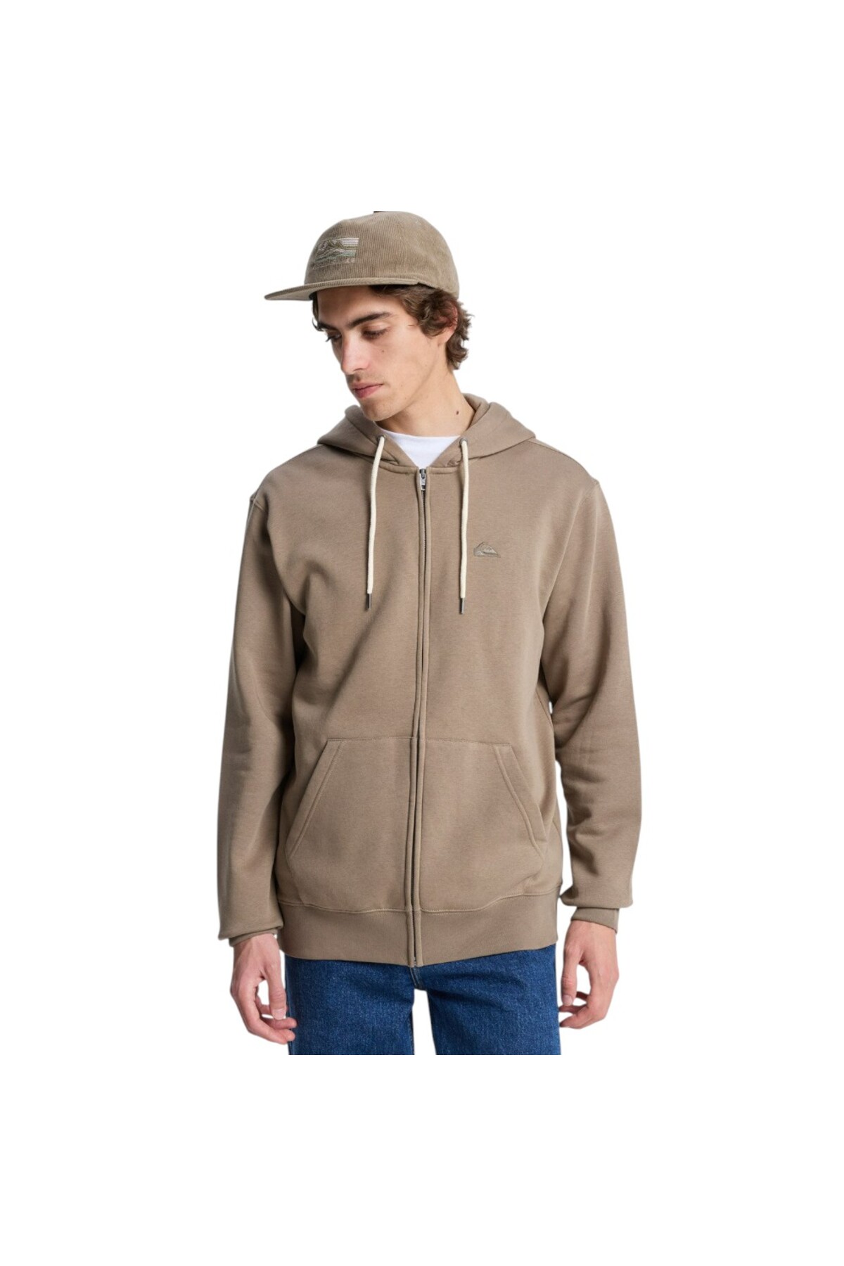 کوییک سیلور سویشرت هودی مردانه قهوه‌ای رنگ طرح نمک و زیپ‌دار Eqyft05160-tzc0