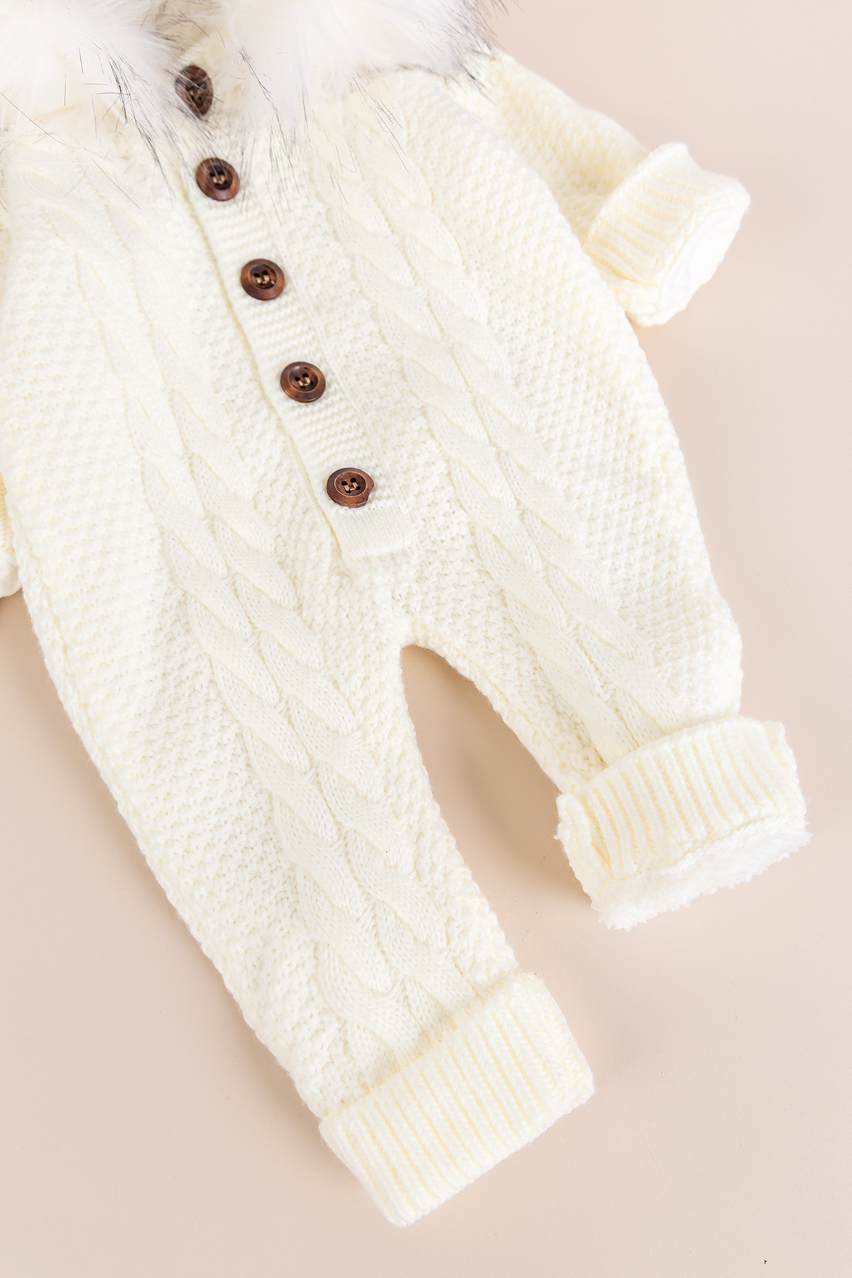 Babymod Triko Örgü Kışlık İçi Welsoft Astarlı Kapüşonlu Kız/Erkek Bebek Tulum fotoğrafı 4 (önizleme)