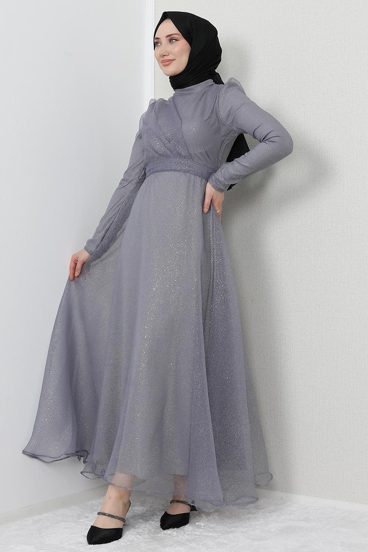 Alara Modest Evening Dress - Gray