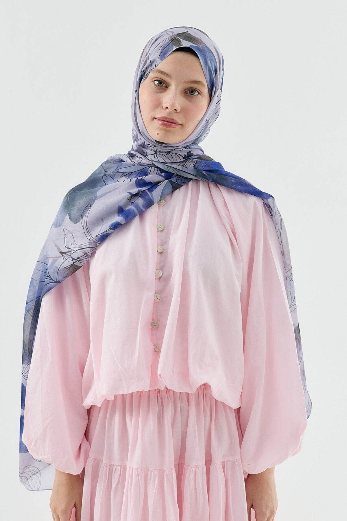 Modakaşmir-Lily Pattern Moon Shawl 1