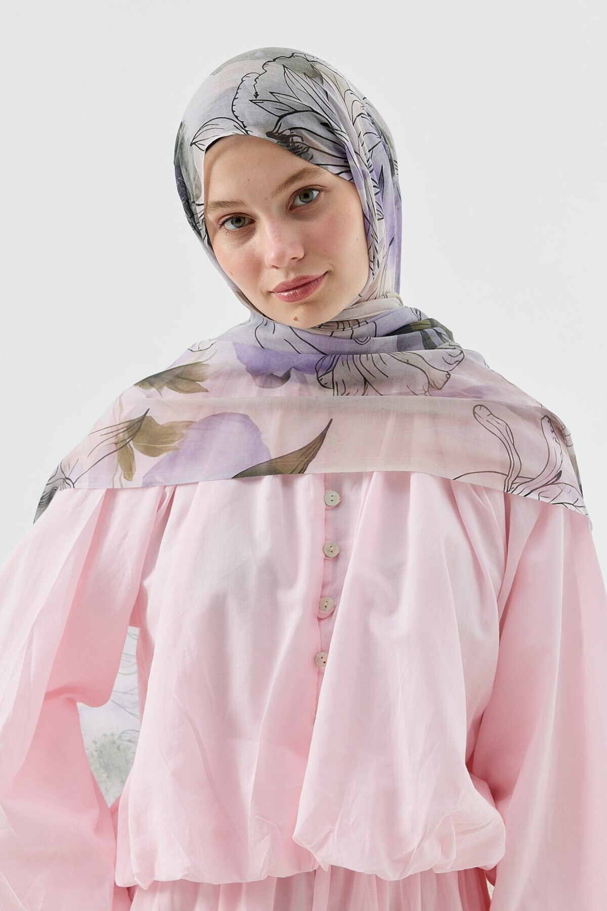 Modakaşmir-Lily Pattern Moon Shawl 1