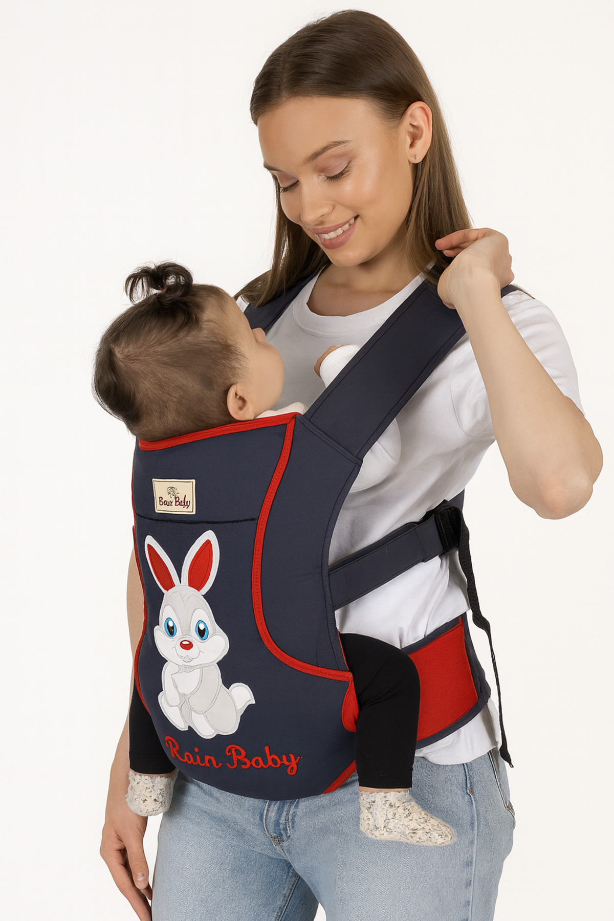 Rain Baby Bebek Kanguru Taşıma Çantası Ergonomik Rahat Taşıyıcı Tavşan Desenli fotoğrafı 2 (önizleme)