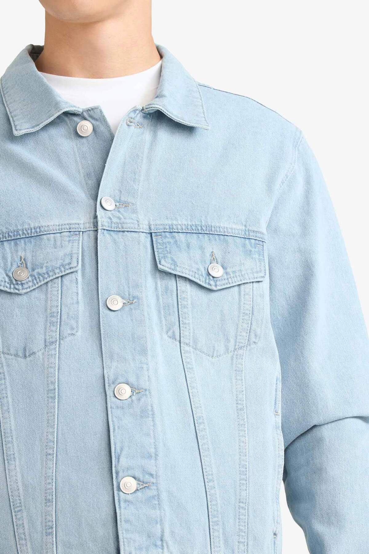 DeFacto-Regular Fit Buttoned Jean Jacket F4741Ax25Au 6