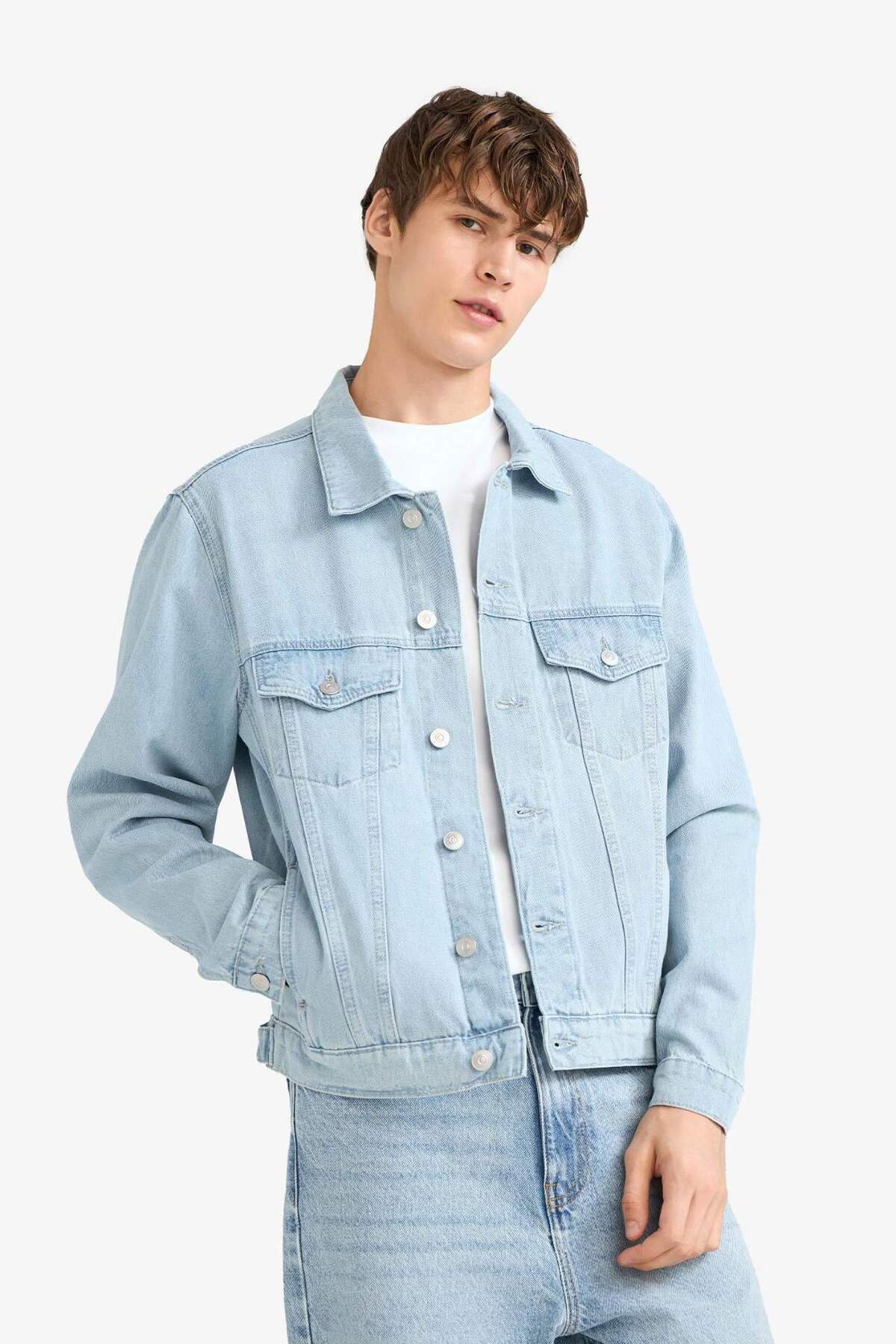 DeFacto-Regular Fit Buttoned Jean Jacket F4741Ax25Au 3
