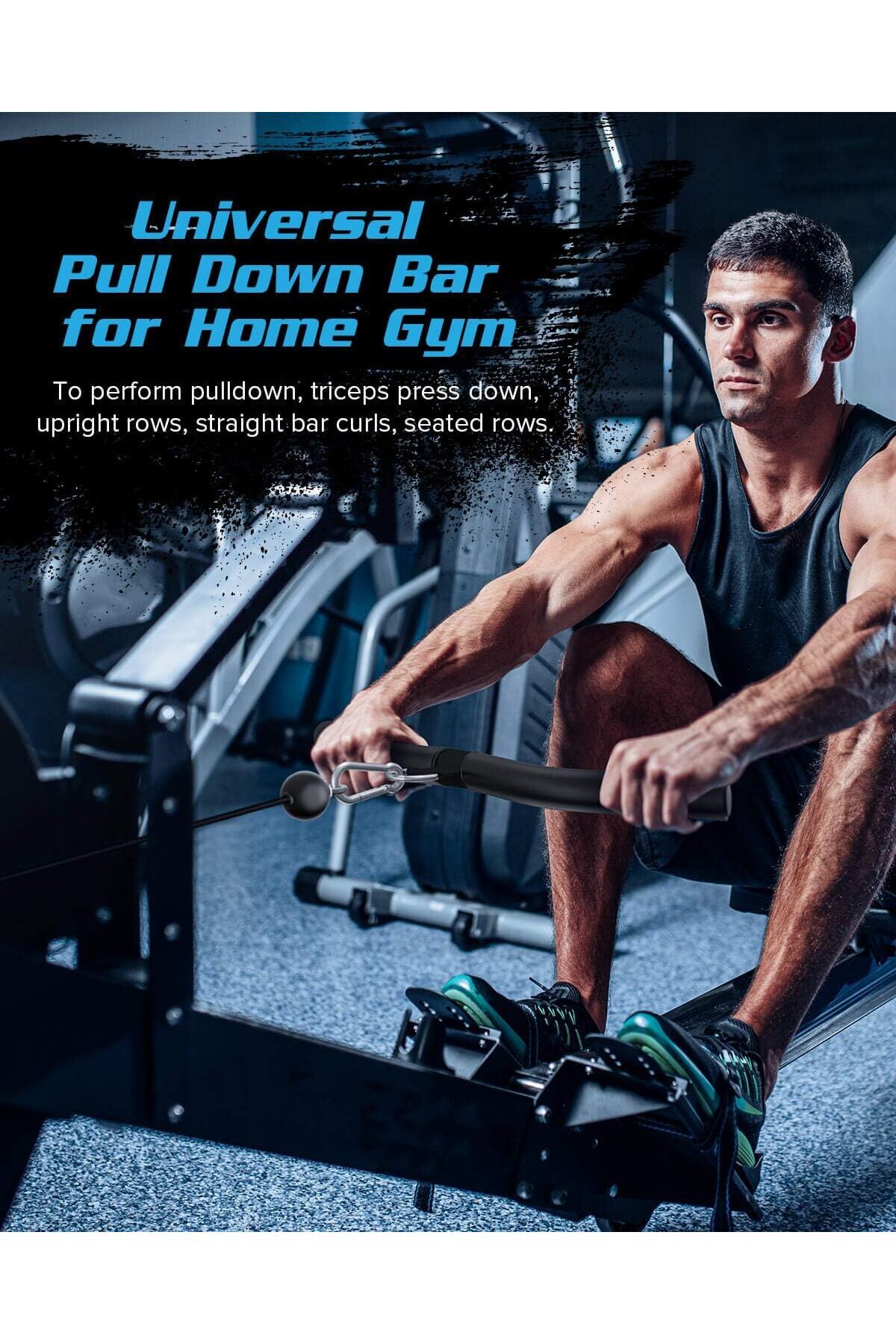 erorex-Upgraded LAT Pulldown Bars 19'' LAT Pull Down Bar Attachments Home Gym Curl Triceps Press Down Bar 6