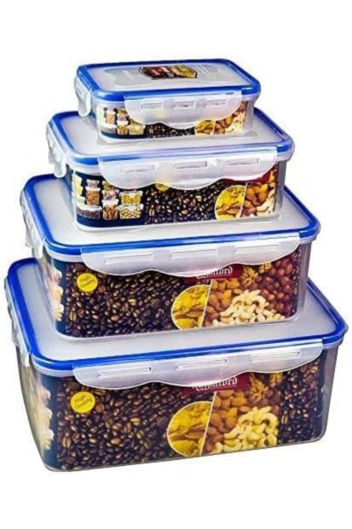 Alsaqer-4Pcs Food Storage Container, Transparent Container | Reusable, Airtight Storage Box with Sna 2