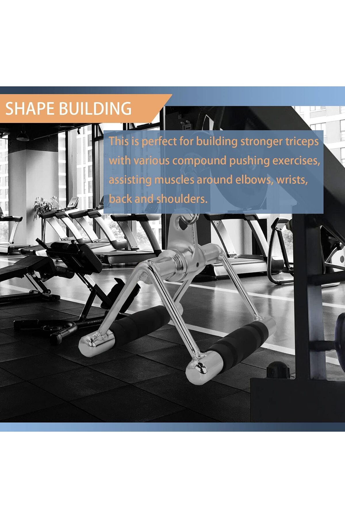 erorex-V Shaped Handle 360° Steel Swivel Cable Machine Attachment Solid Rowing Handle Grips Rowing Machine 7