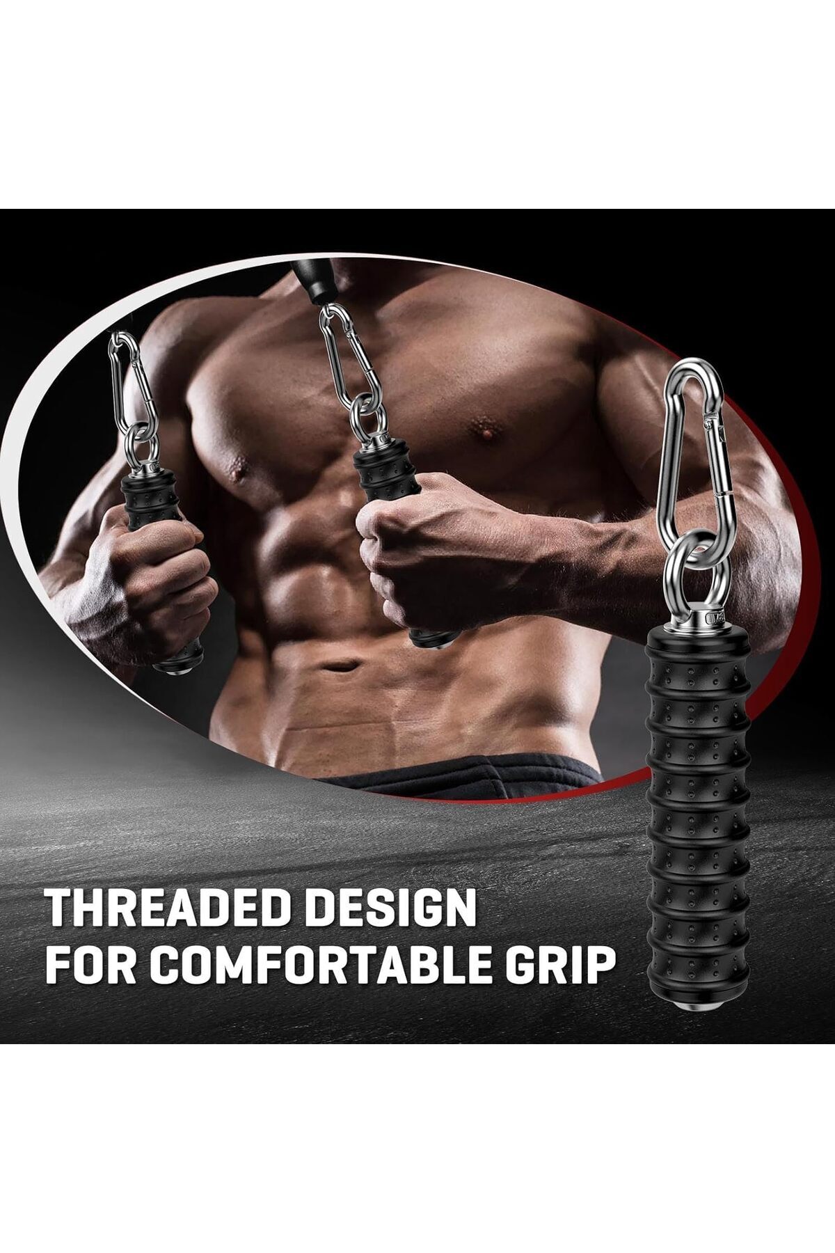 erorex-Pulldown Bar Attachments Pulley Cable Machine Single D Handle Tricep Press Down Bar Rubber Handle D 3