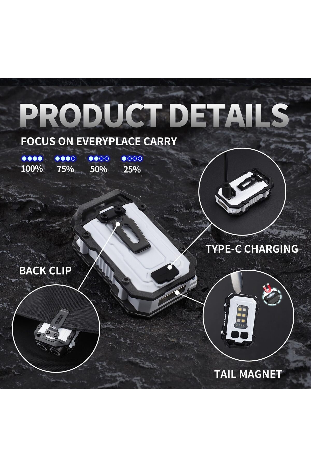 erorex-Upgrade Mini Keychain Flashlight Magnet Usb C Rechargeable Edc 800 High Lumens Led & Cob Portable 5