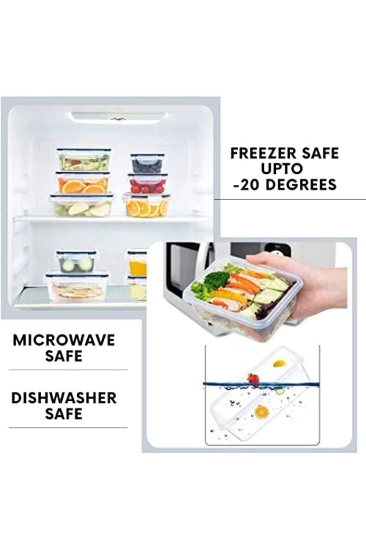 Alsaqer-4Pcs Food Storage Container, Transparent Container | Reusable, Airtight Storage Box with Sna 3