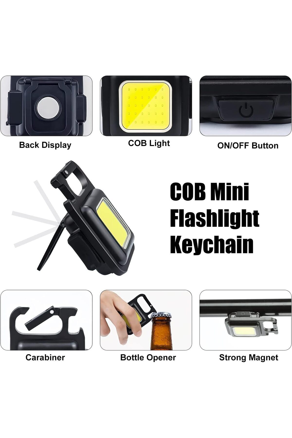 erorex-Mini Flashlight 800Lumens COB Bright Rechargeable Keychain Flashlights 4 Light Modes Portable 2