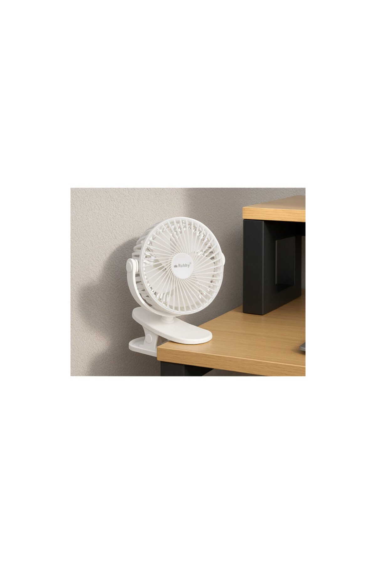 Ruhhy-Wireless stand fan, USB-C, 360 degree adjustment, 5W, 2 operating modes, 1200 mAh, 60 dB, white 4