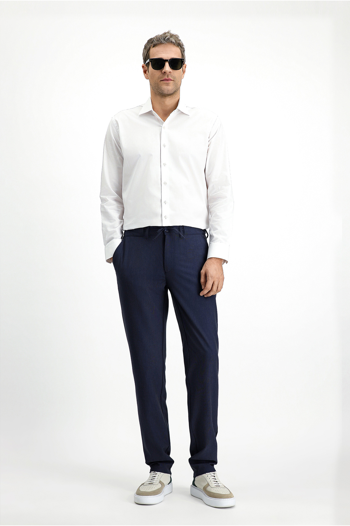 Kiğılı-Regular Fit Woolen Classic Fabric Trousers with Elastic Waist and Drawstring 2