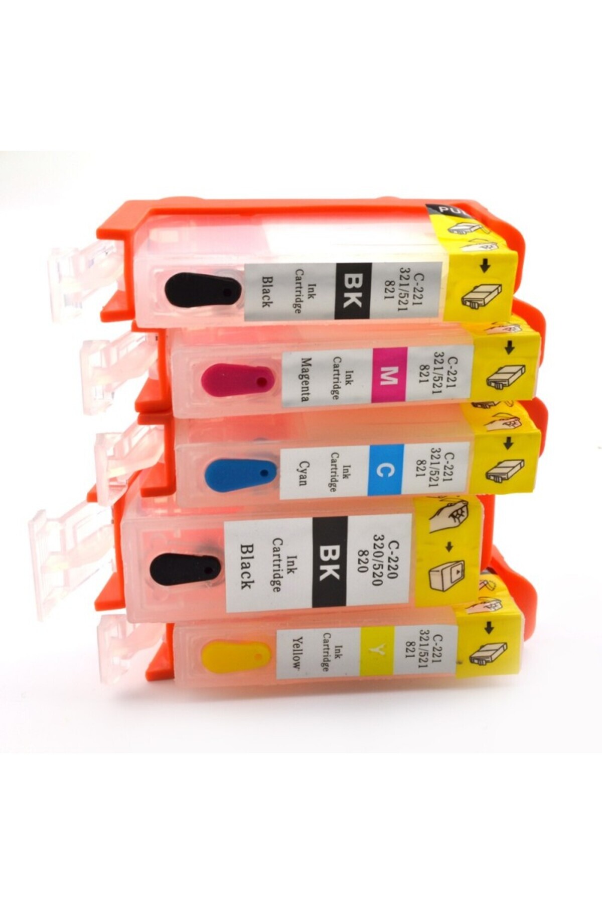 PROCART-Refillable cartridges for Canon Pgi 520 Bk, Cli 521 Bk, Cli 521 C, Cli 521M, Cli 521Y 1