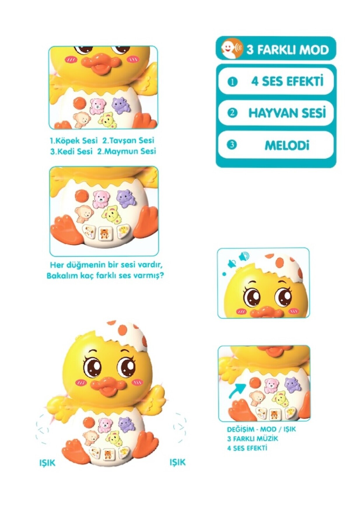Brother Toys Sesli Işıklı Müzikli Eğitici Çok Fonksiyonlu Bebek Ve Çocuklar İçin Ördek Piyano 15 Cm. fotoğrafı 4 (önizleme)