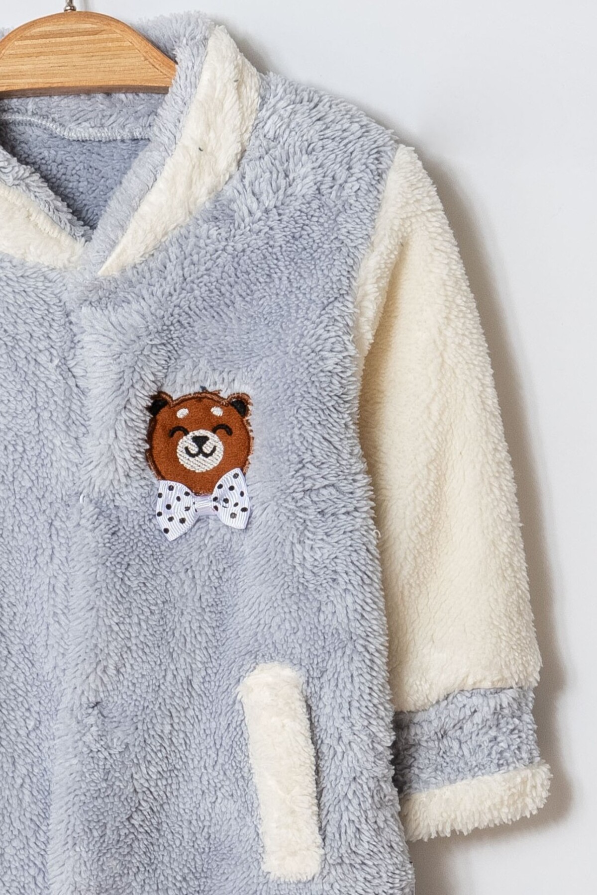 Chicsy Baby Kışlık Tatlı Ayıcık Cepli Welsoft Fermuarlı Kışlık Bebek Tulum fotoğrafı 3 (önizleme)