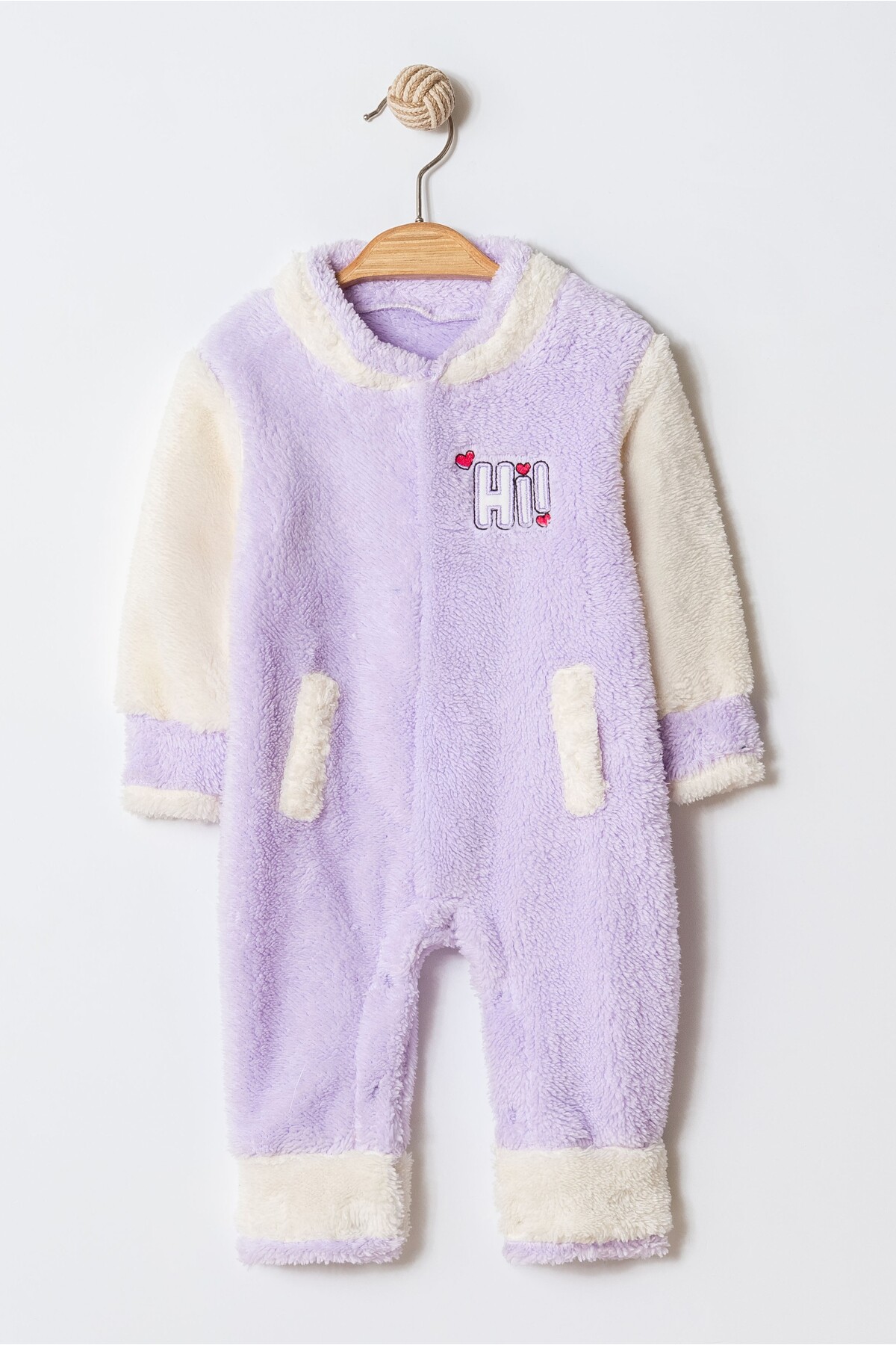 Chicsy Baby Kışlık Tatlı Welsoft Hi Yazılı Nakışlı Fermuarlı Alttan Çıtçıtlı Bebek Tulum fotoğrafı 3 (önizleme)