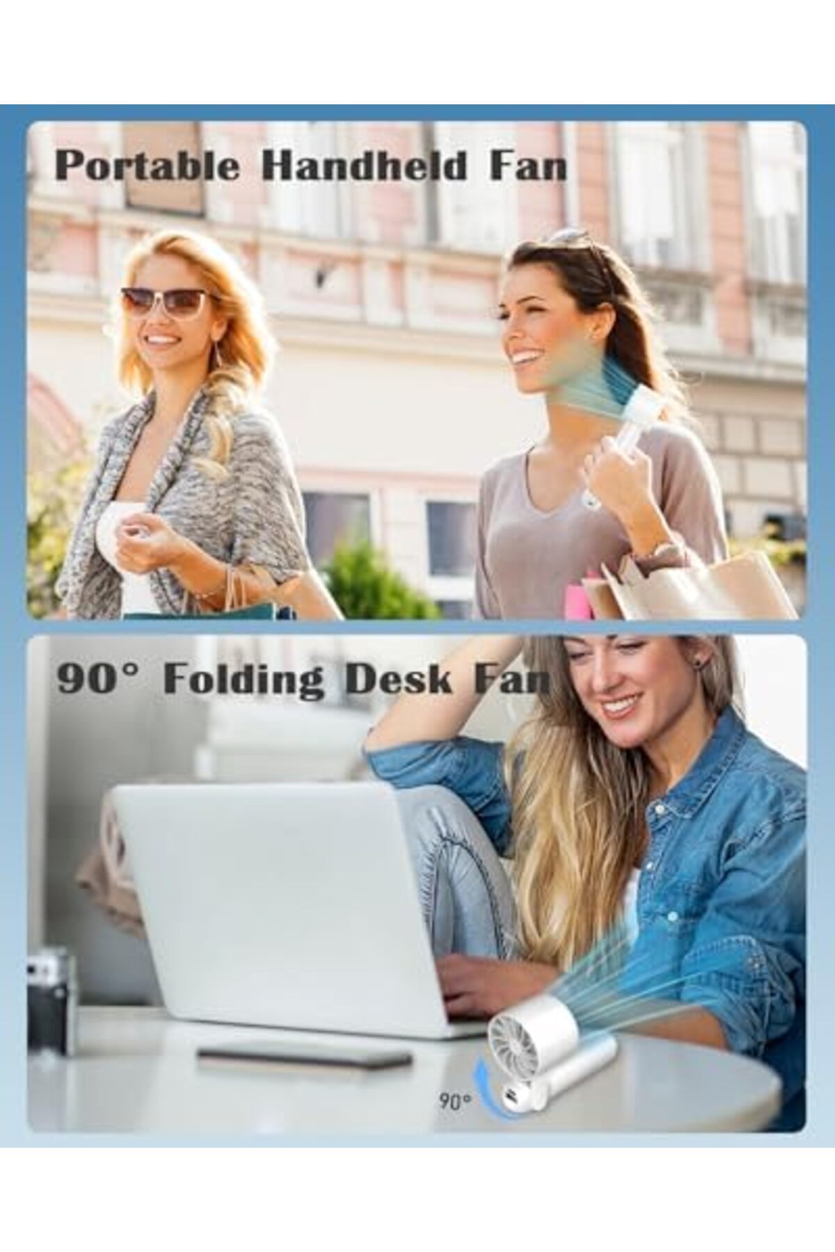 PINREK-New Upgrade Portable Handheld Fan with Cold Compress Function, Foldable Desk Fan, Rechargeable Fan w 4