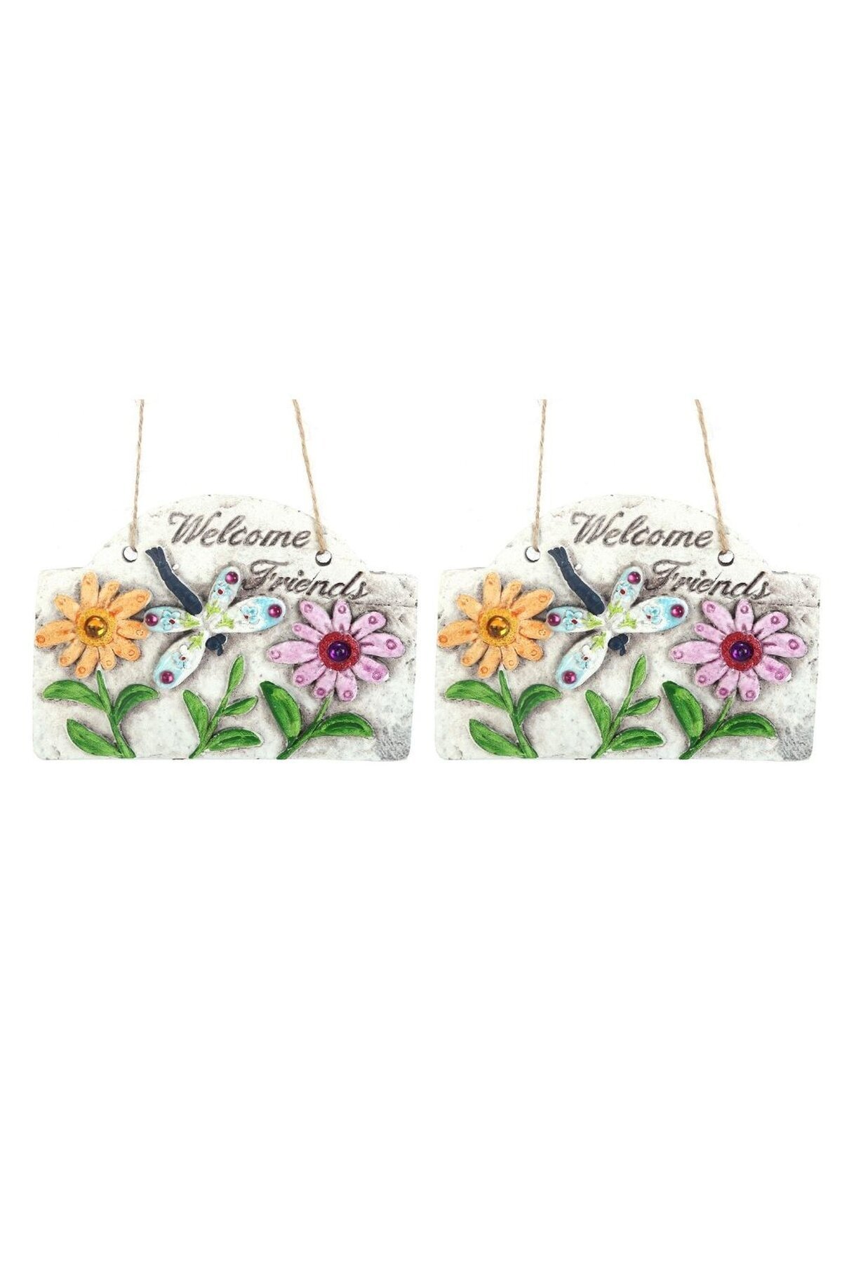 Genel Markalar 2 ADET ASILABİLİR BALKON VE BAHÇE SÜSÜ HOŞGELDİN ARKADAŞIM YAZILI 15X15X2CM
