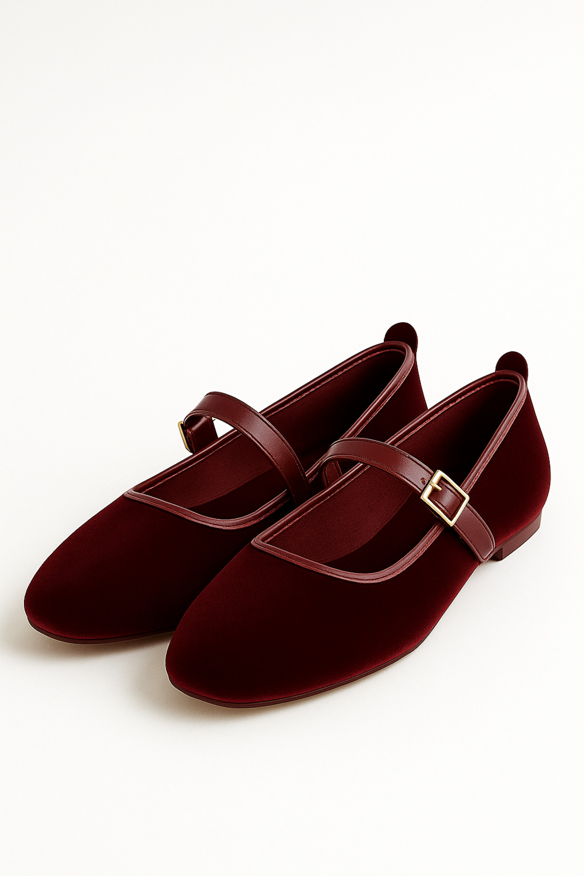 StWenn  Kadın Babet Ayakkabı Kadife Altın Tokalı Şık Hafif Ortopedik Ses Yapmaz Taban - Görsel 3