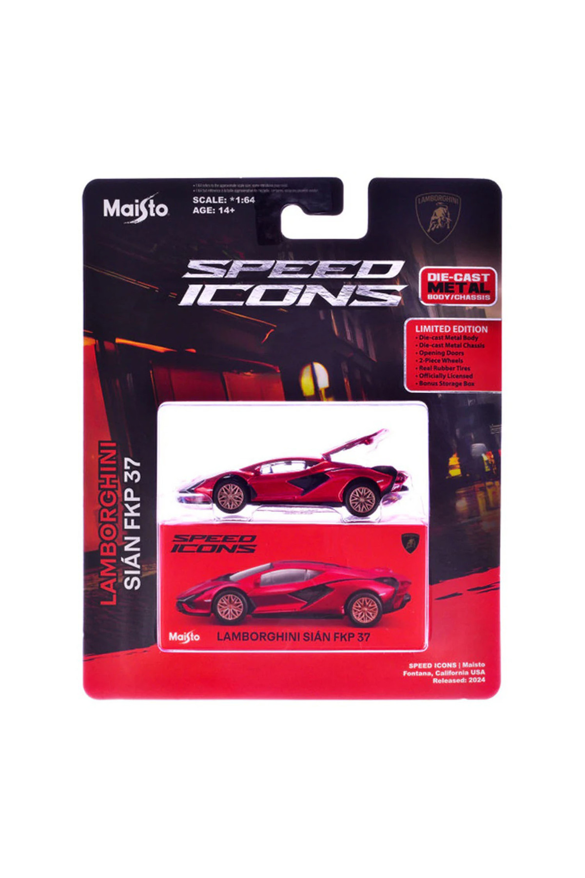 Maisto 1:64 Speed Icons - Lamborghini Sian FKP 37 Metalik Kırmızı fotoğrafı 3 (önizleme)