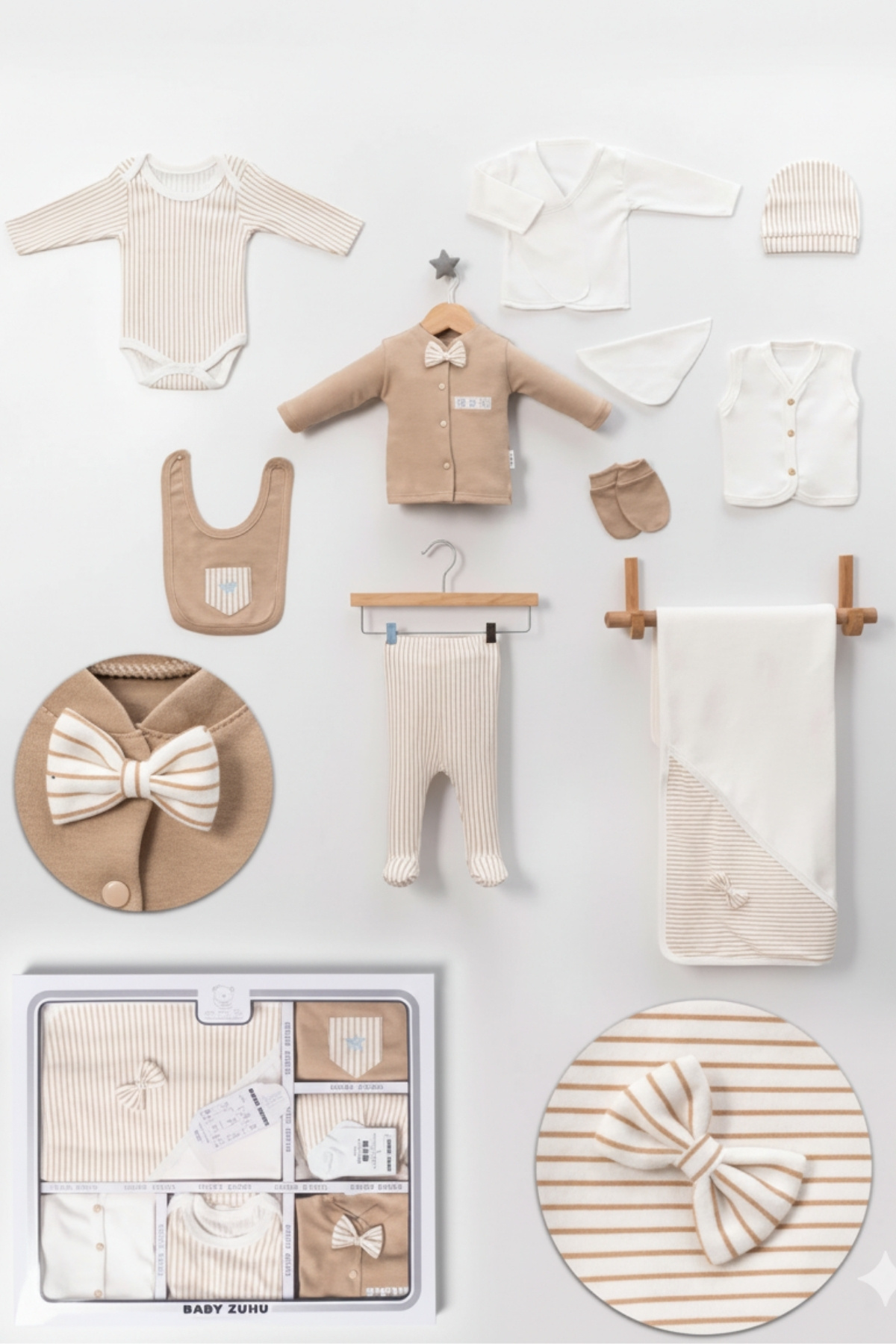 Erkek Bebek %100 Pamuk Yenidoğan Kutulu 10 Parça Hastane Çıkış Seti